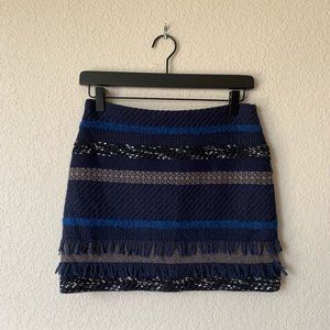 ALICE + OLIVIA Elana Fringe Textured Knit Wool Blend Mini Skirt